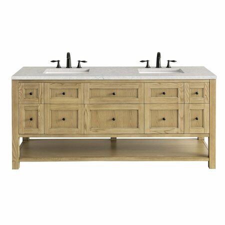 JAMES MARTIN VANITIES Breckenridge 72in Double Vanity, Light Natural Oak w/ 3 CM Eternal Jasmine Pearl Top 330-V72-LNO-3EJP